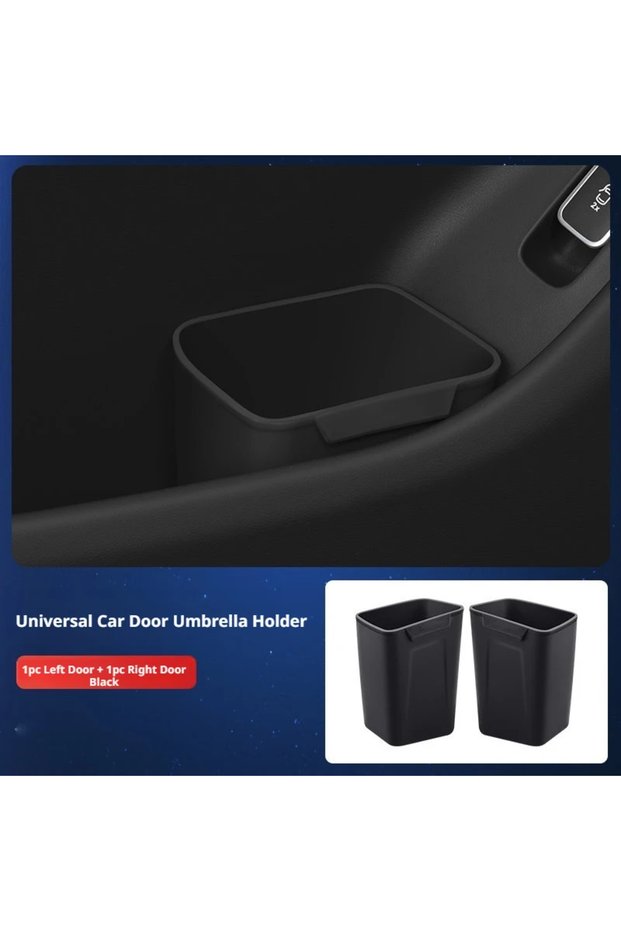 Black-2PCS Silicone Car Door Storage Box Trash Can Multifunctional Auto Door Storage Bucket Umbrella