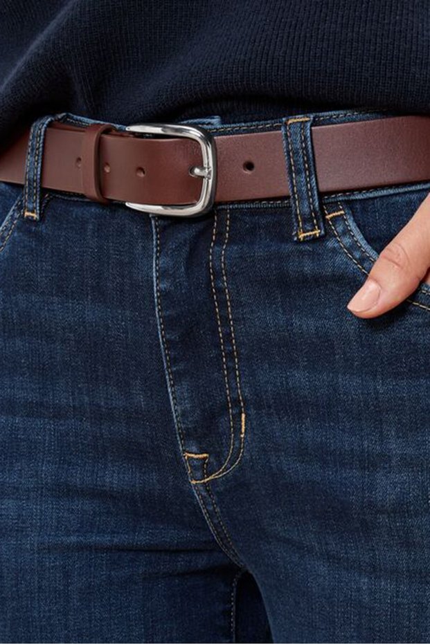 Women Solid Leather Belt, Brown