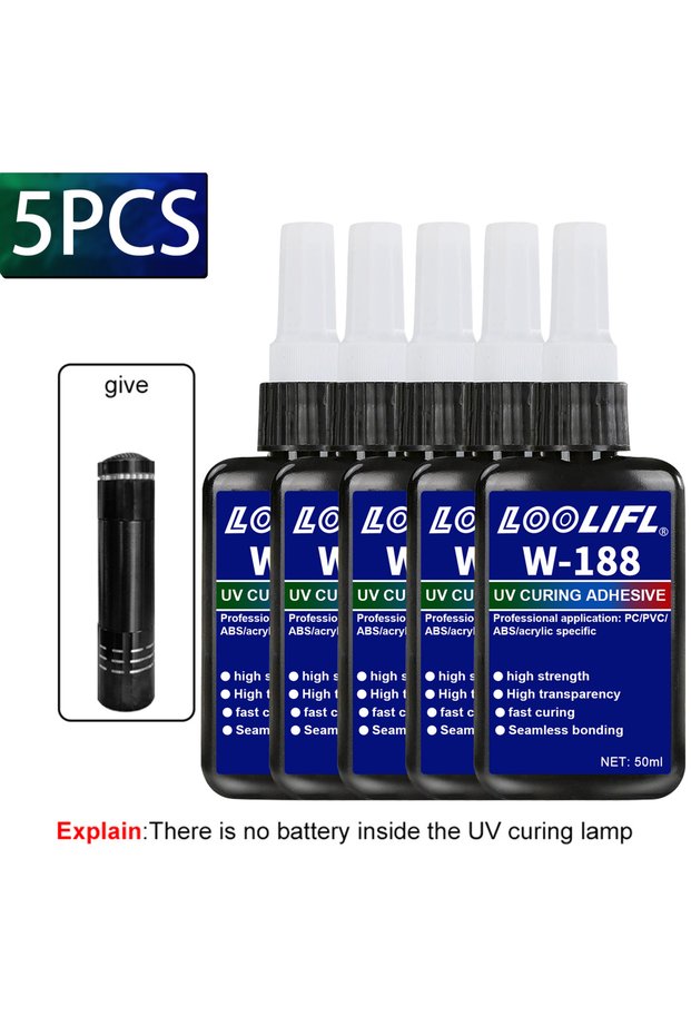 50ML-5PCS-W-188-HZ W-183 New Strong High Hardness 50ml Clear UV Resin Glue Curing Adhesive UV Curing