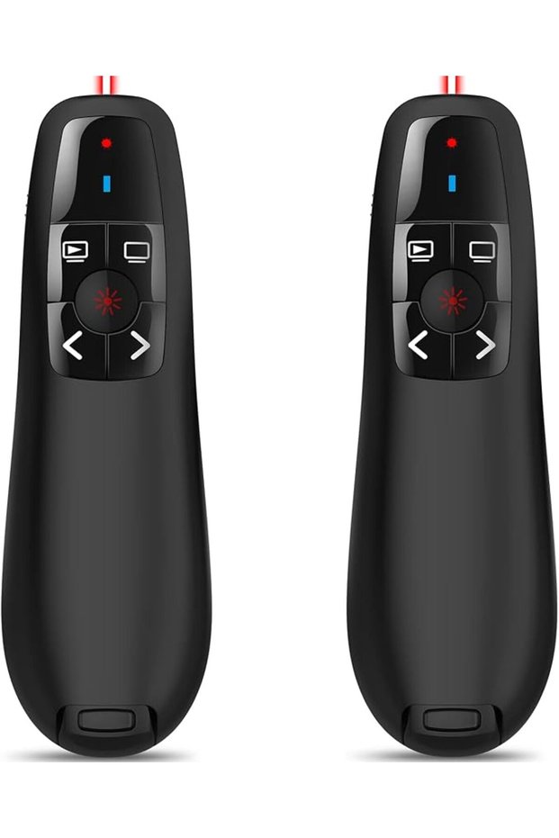 Wireless Presentation Clicker for Google Slides: 100ft Range | Ultra-Bright 656ft Red Pointer | Batt
