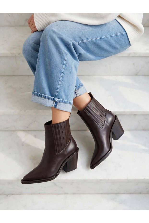Siena Burgundy Suede Texas Boots - 7 cm Block Heeled Women's Western Boots