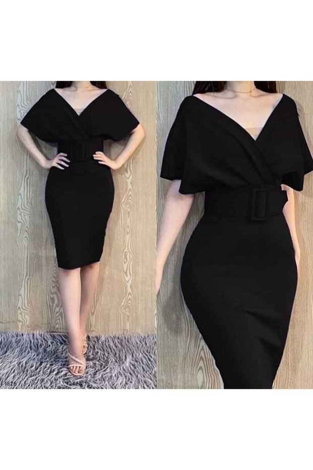 Rochie cu curea din material textil Dalgıç (colorată)