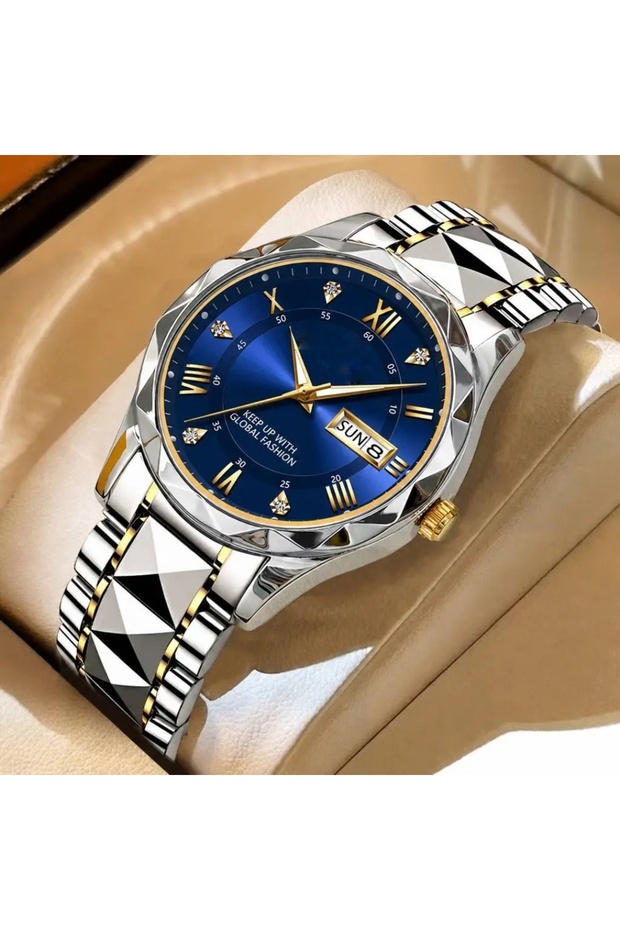 Steel Men's Wristwatch with Calendar