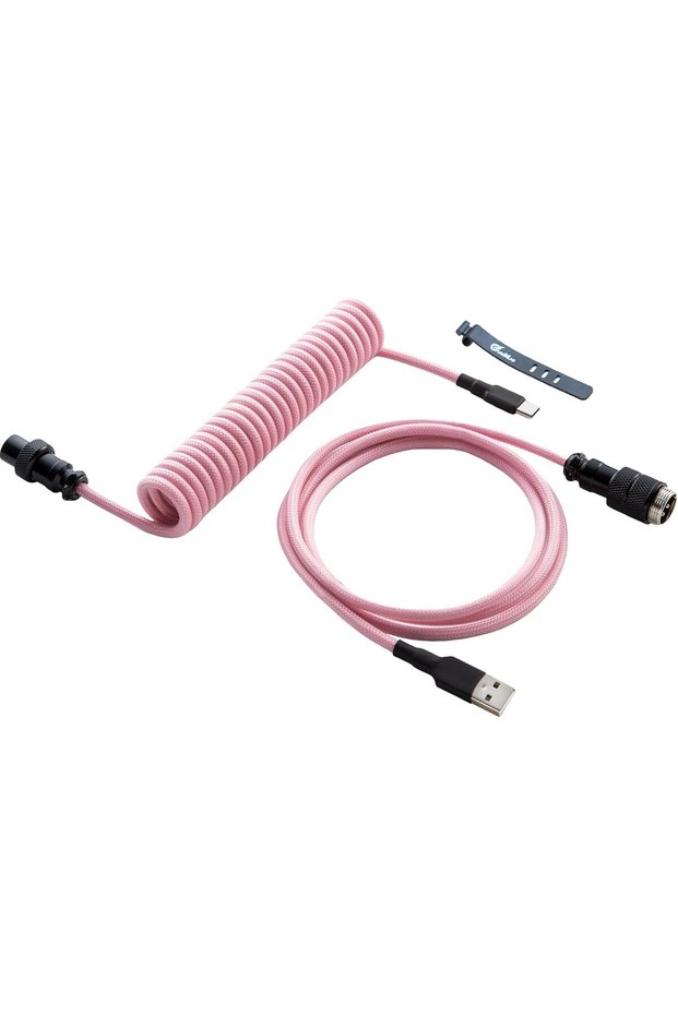 كابل USB C ملفوف مخصص للوحة مفاتيح الألعاب، كابل لوحة مفاتيح ميكانيكية مزدوج الغلاف مع وصلة قابلة للفصل