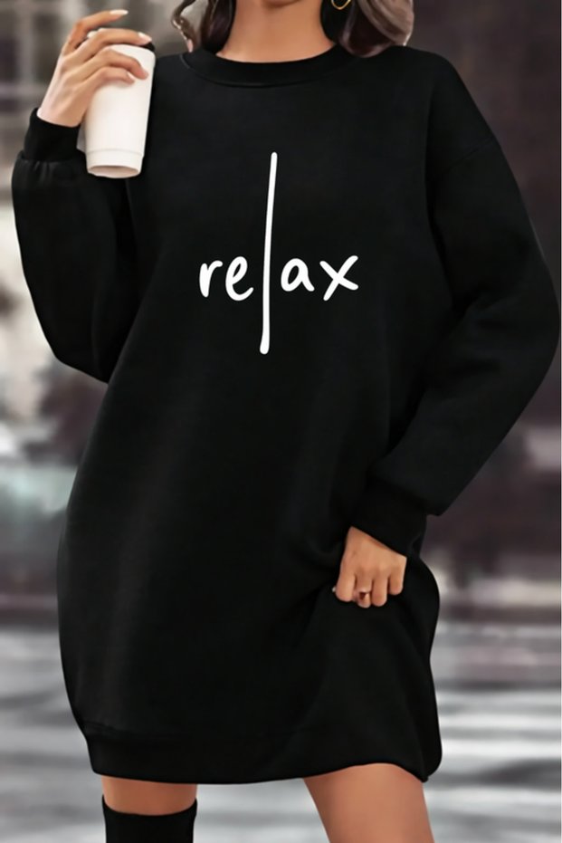 Unisex Printed Crew Neck Sweatshirt Dress