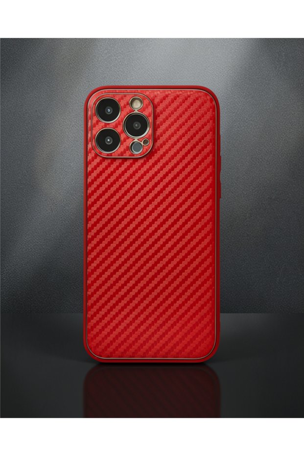 Apple iPhone 13 Pro Max Case Coco Carbon Silicone - Red