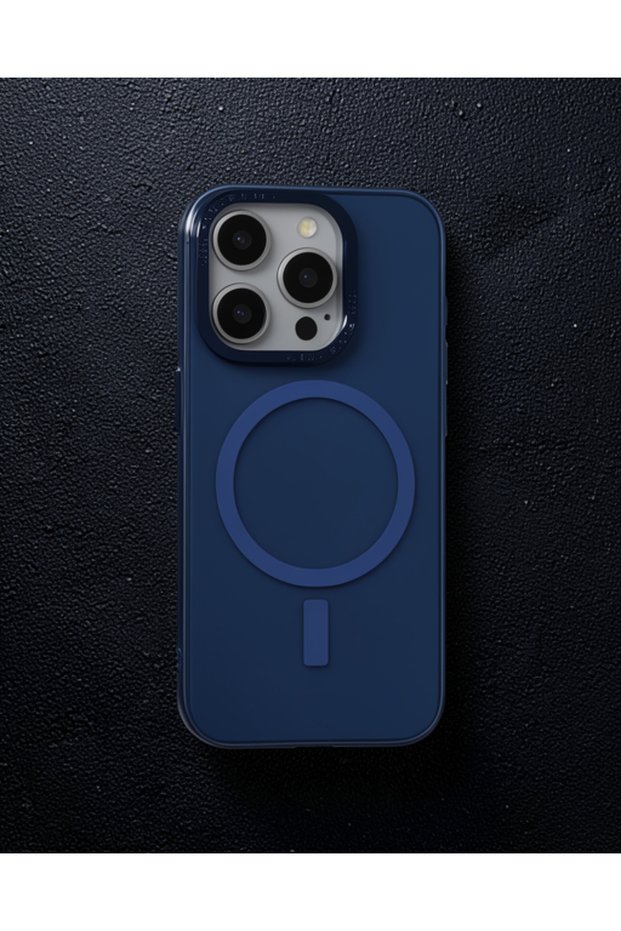 Apple iPhone 15 Pro Case Anka Pc Magneticsafe Hard Metal Cover - Navy Blue