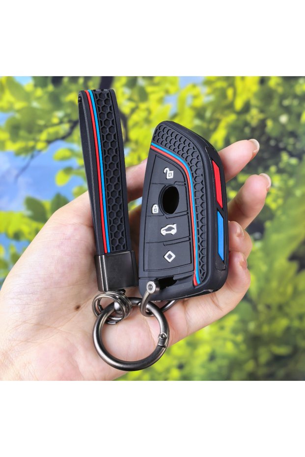With Keychain Silicone Car Key Case Bag KeyChain For BMW 1 2 3 4 5 6 7 Series X1 X3 X4 X5 X6 X7 F10
