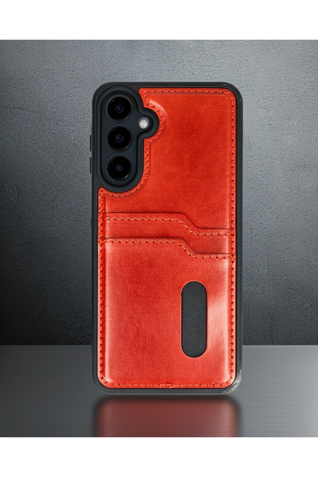 Samsung Galaxy A16 5g Case Sara Leather Case with Business Card - Red