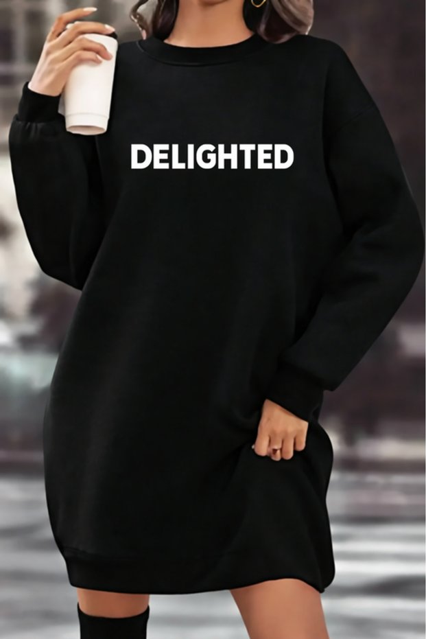 Unisex Printed Crew Neck Sweatshirt Dress