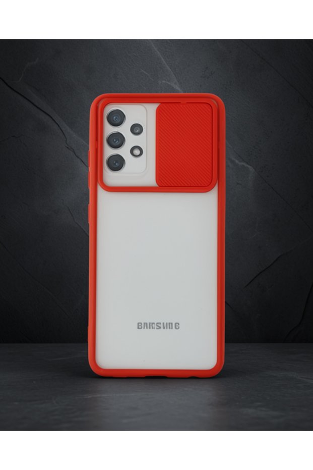 Samsung Galaxy A72 Case Palm Frosted Camera Sliding Silicone - Red