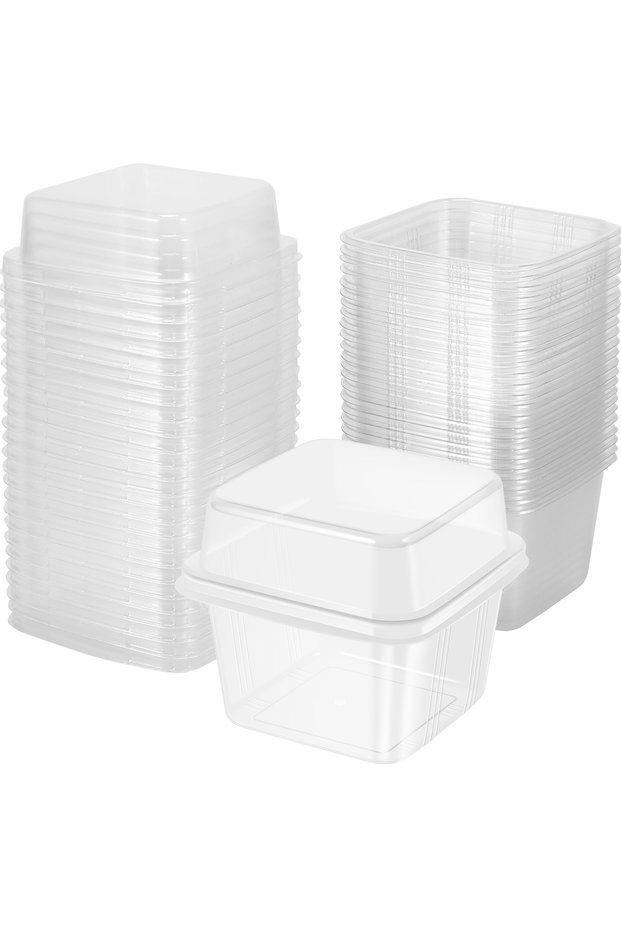 Other 50pcs 50Pcs Plastic Dessert Cups with Lids 8oz Reusable Cupcake Container Clear Square Single