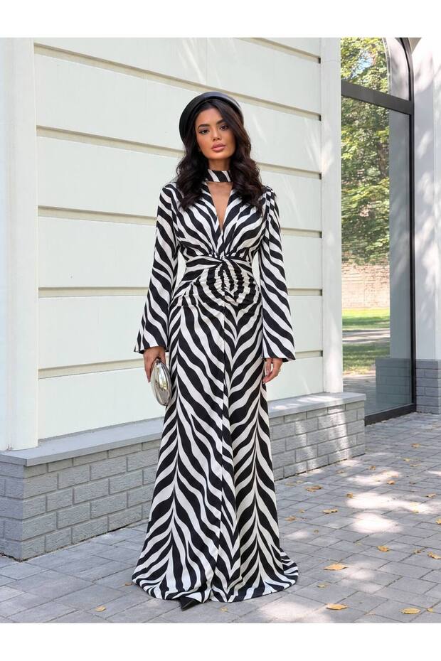 Shermin Patterned Satin Maxi Dress