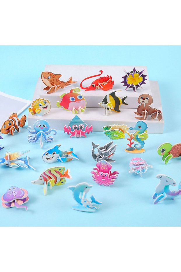 D 30Pcs Random 30pcs/set 3D Cartoon Puzzles Educational Toys Insect, Dinosaur, Animal, and Vehicle T