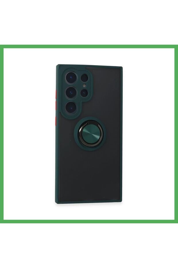 Samsung Galaxy S24 Ultra Compatible Case Montreal Silicone Cover with Ring - Green Bezoss