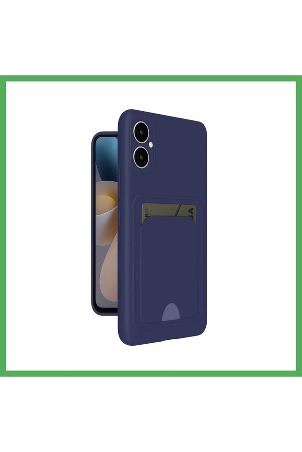 Samsung Galaxy A05 Compatible Kelvin Silicone with Business Card Holder - Navy Blue Bezoss