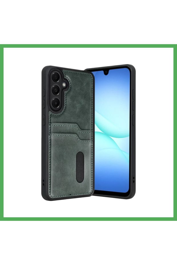 Samsung Galaxy A17 5g Compatible Leather Case with Sara Business Card Holder - Green Bezoss