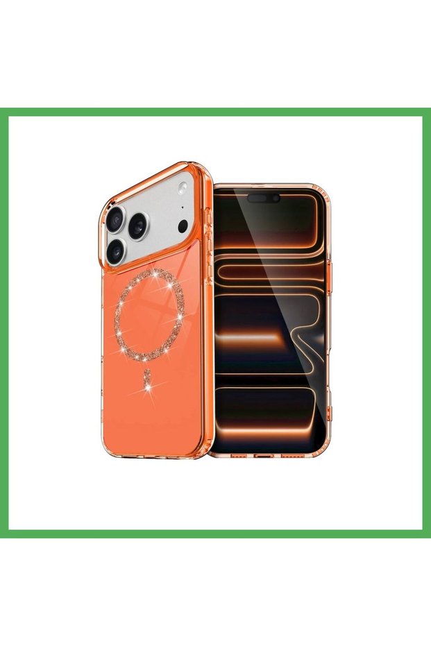 iPhone 17 Pro Compatible Live Diamond Magsafe Cover - Orange Bezoss