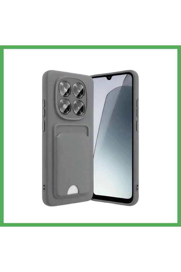Redmi Note 15 Pro 5g Compatible Kelvin Silicone with Business Card Holder - Gray Bezoss