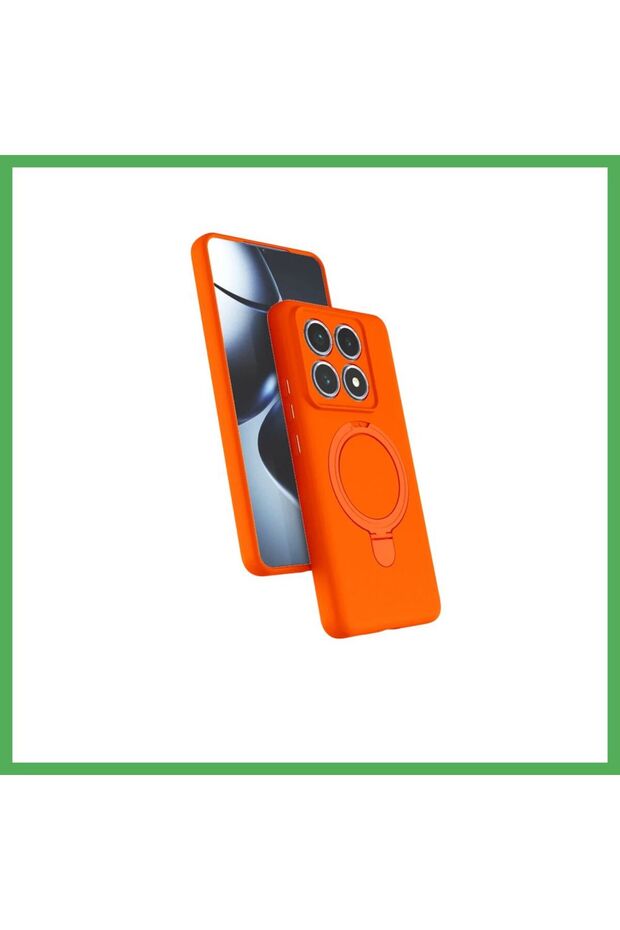 Mi 14t Pro Compatible Regal Magsafe Stand Cover - Orange Bezoss