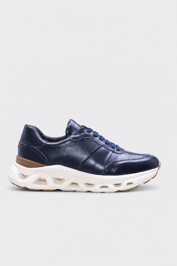 Genuine Leather 846Ma2701 Navy Blue Leather Men's Casual Shoes