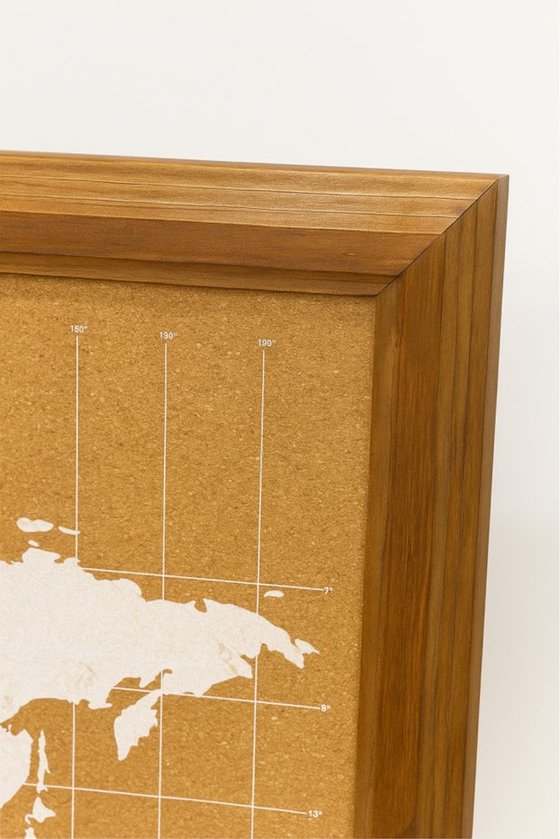 World Map with Wooden Frame for Hanging خريطة العالم القابلة للتعليق بإطار خشبي