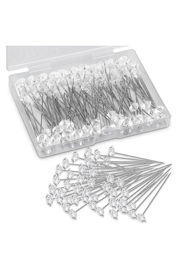 100pcs 50/100/200pcs Diamond Rhinestones Head Positioning Needles Stitch Sewing Pins Straight Push f