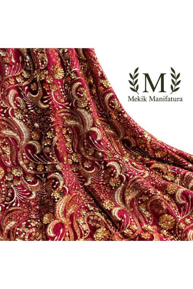 Sequin Embroidered Velvet Fabric (Velvet)