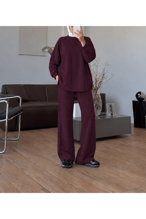 Pants Suit with Slit Detail - 3706 - Cherry Rotten (Ös)