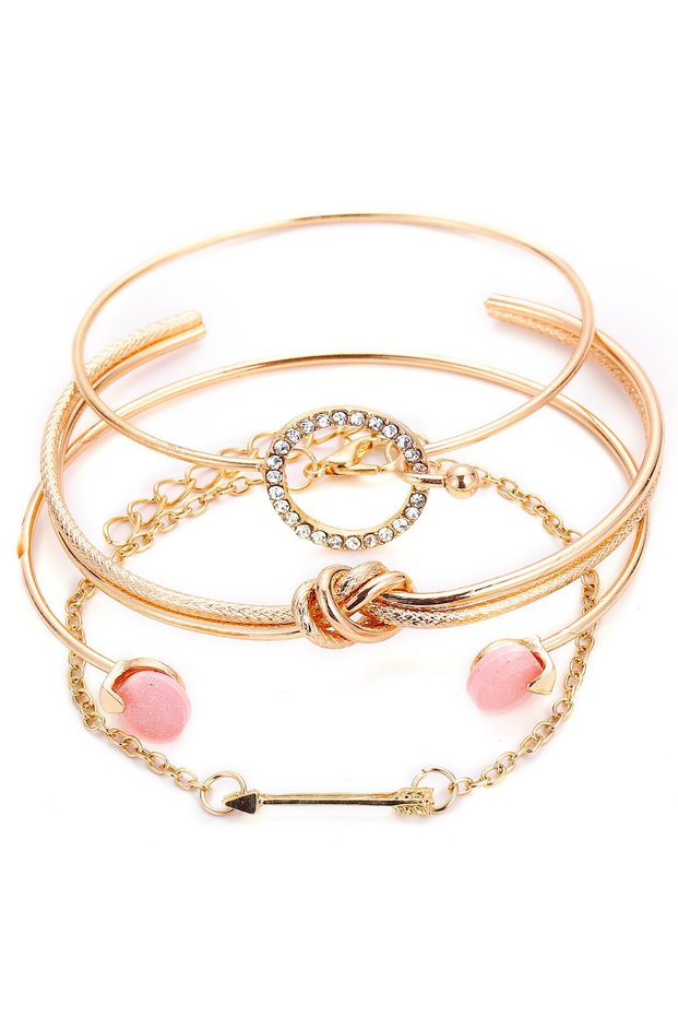 37 Bohemian Metal Chain Bracelet Set For Women Geometric Gold Color Thick Link Chain Open Bangle Fem