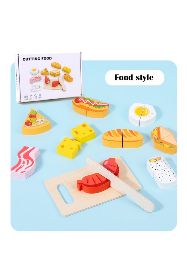 Bread Wooden Kitchen Pretend Toy Simulation Cutting Fruit Food Game Velcro Play Kitchen Accessories