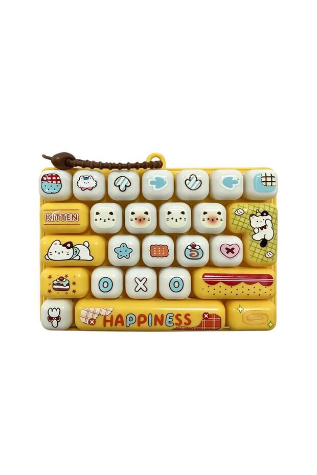 A Funny 26-Grid Keycap Clicker Keychain Fidget Push Squeeze Stress Relief Toy Sensory Bag Charm Deco