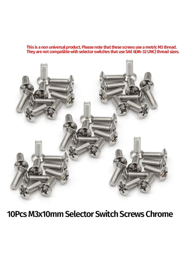 50Pcs Chrome 10/50Pcs M3x10mm Electric Guitar Selector Switch Mounting Screws Pickup Switch Mounting