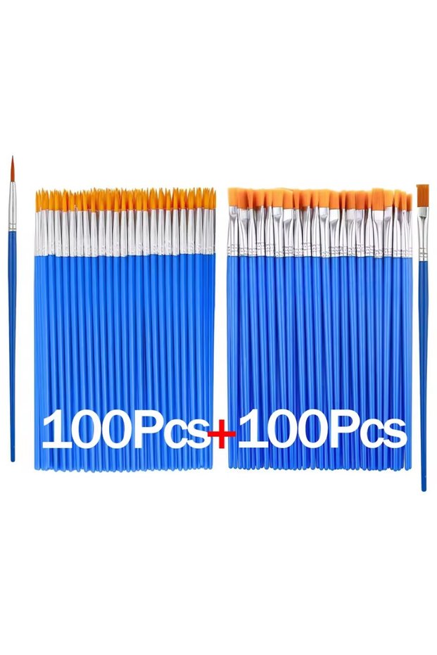 Mix 200Pcs 20 - 200 Pcs Artistic Round Flat Nylon Hair Painting Brushes, Suitable for Oil Painting,