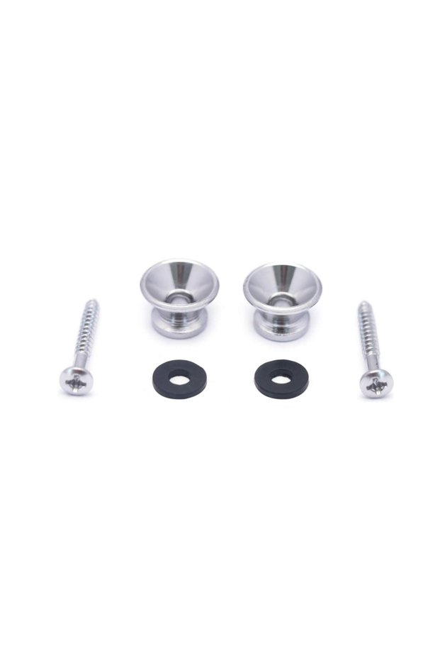 Silver 2Pcs Metal Guitar Button Electric Bass Strap Locking Pegs Robust End Ukulele Buckle Lock Pins
