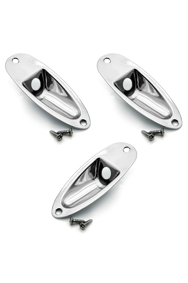 Chrome 3Pcs 1/3/5Pcs Guitar 6.35mm Boat Style Jack Plate 1/4 Inch Output Input Socket Plate with Scr