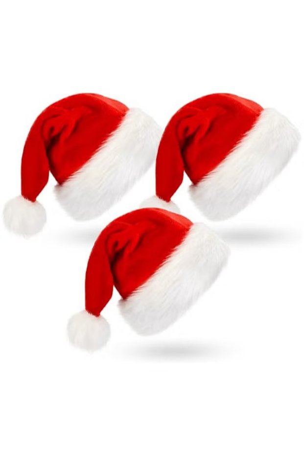 Christmas Hats Santa Hat Adult, Xmas Hat Holiday for Adults, Unisex Velvet Comfort Christmas Party Hat Thicken Classic Fur for Christmas Gifts New Year Festive Holiday Gifts for Men Wowen