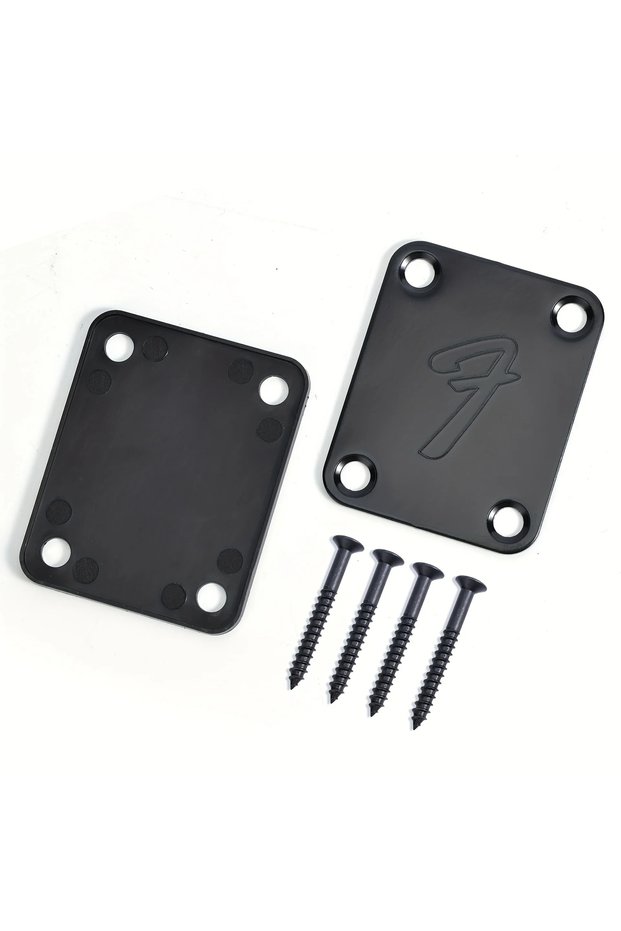 Black Miwayer Vintage Guitar Neck Plate with Screws Electric Bass Back Plate Fits Most Guitars Silve