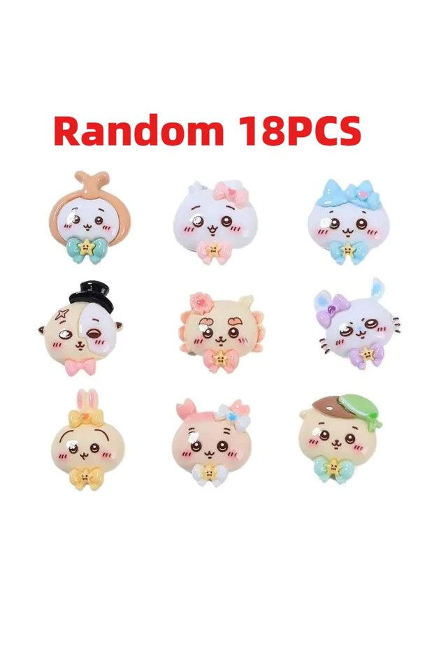 Randomly 18PCS 100Chiikawa Cartoon DIY Resin Accessories Jewelry Hachiware Usaki うさぎ Handmade Hairpi