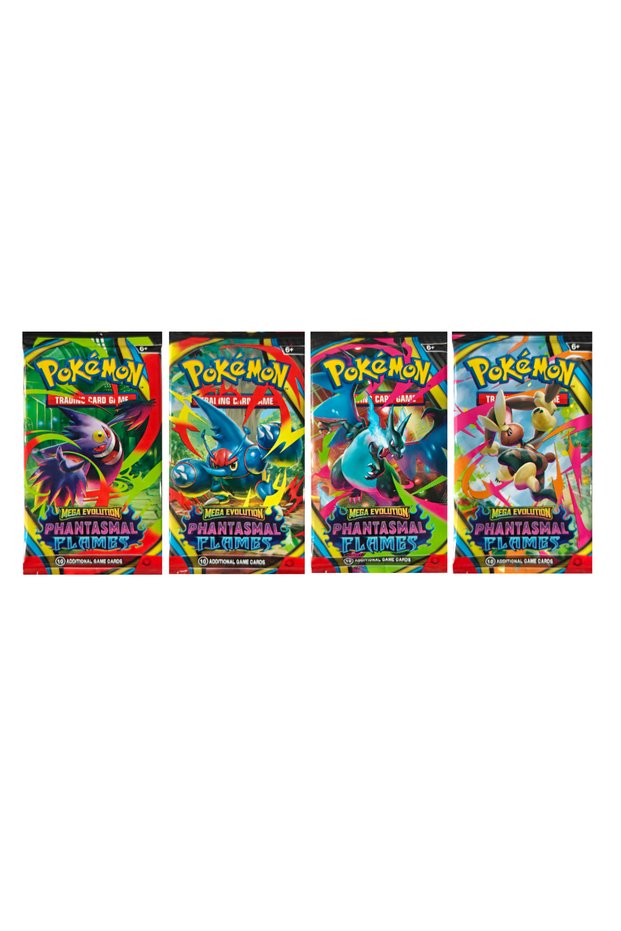 مجموعة عشوائية من 4 عبوات تحتوي على 360 قطعة من بطاقات TCG Mega Evolution Phantasmal Flames مع شخصيات Gengar وHeracross L