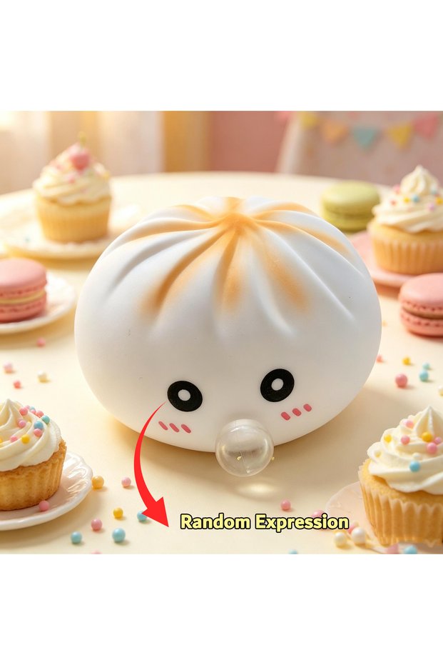 white Viral Bubble Blowing Dumpling Squishy Toy Slow Rising Fidget Squeeze Portable Stress Reliever