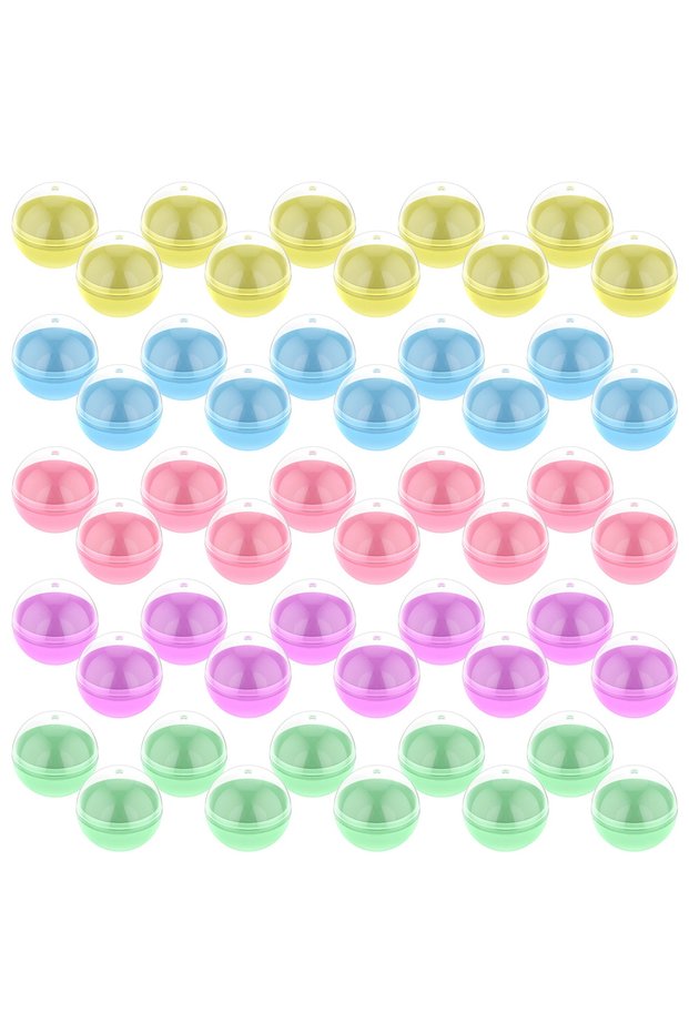 Mixed colors 50 pcs 50Pcs Round Capsules Empty 2 inch Plastic Fillable Empty Colorful Capsules Bulk