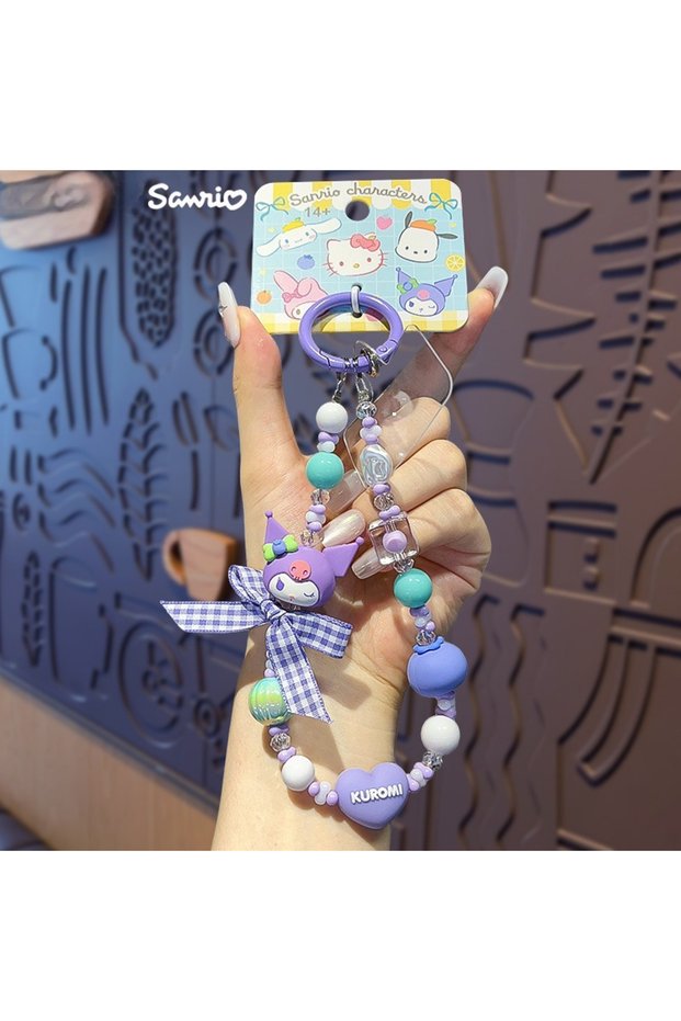 B Sanrio Cartoon Kuromi Hello Kitty Pochacco Melody Pendant Keychain Keyring Action Figures Phone Ch