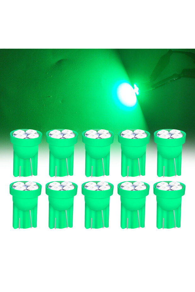 10Pcs Green 10Pcs/Set Car Light T10 4SMD 1210 High Brightness LED Chips Blue LED Light Car Reading L