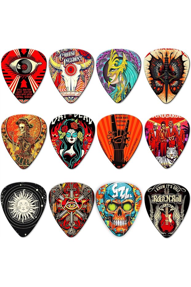 0.46mm punk rock New 0.46/0.71/1.0Mm 12pcs/set Guitar Paddles Cartoon Couples Acoustic Guitar Picks
