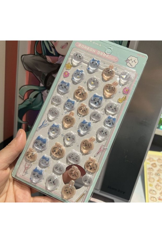 WHITE Cartoon Cute Chiikawa 3D Jelly DIY Crystal Stickers Usagi Hachiware Waterproof Phone LaptopCup