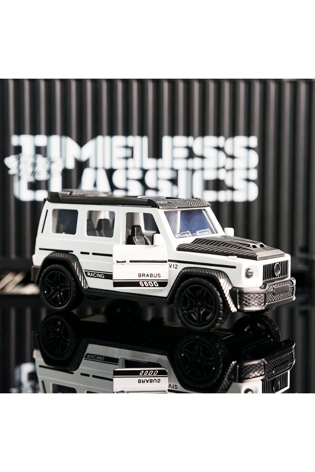 SL-1127-BENZ-G-White Black G900 Diecast Offroad SUV, Alloy G-Wagen Car Model,Pull Back Toy with Open