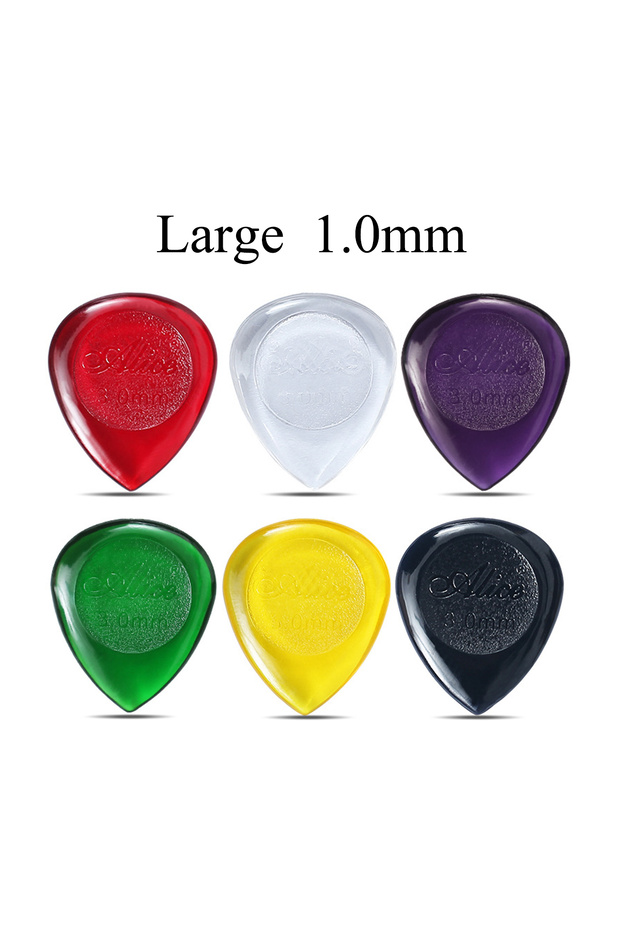 Large 1.0mm Alice 6Pcs Waterdrop Guitar Picks – Large/Small Size, 1.0/2.0/3.0mm Thickness, Concave G