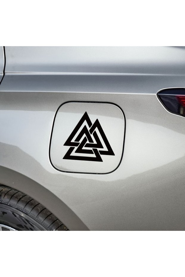 anh2-13x12cm-black 1PC Interlocking Triangle Vinyl Stickers Black Red White Waterproof Self Adhesive