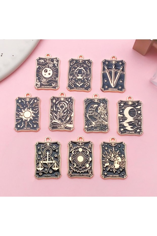 11 10PCS European and American retro dark tarot card DIY accessories, pendants, necklaces, earrings,